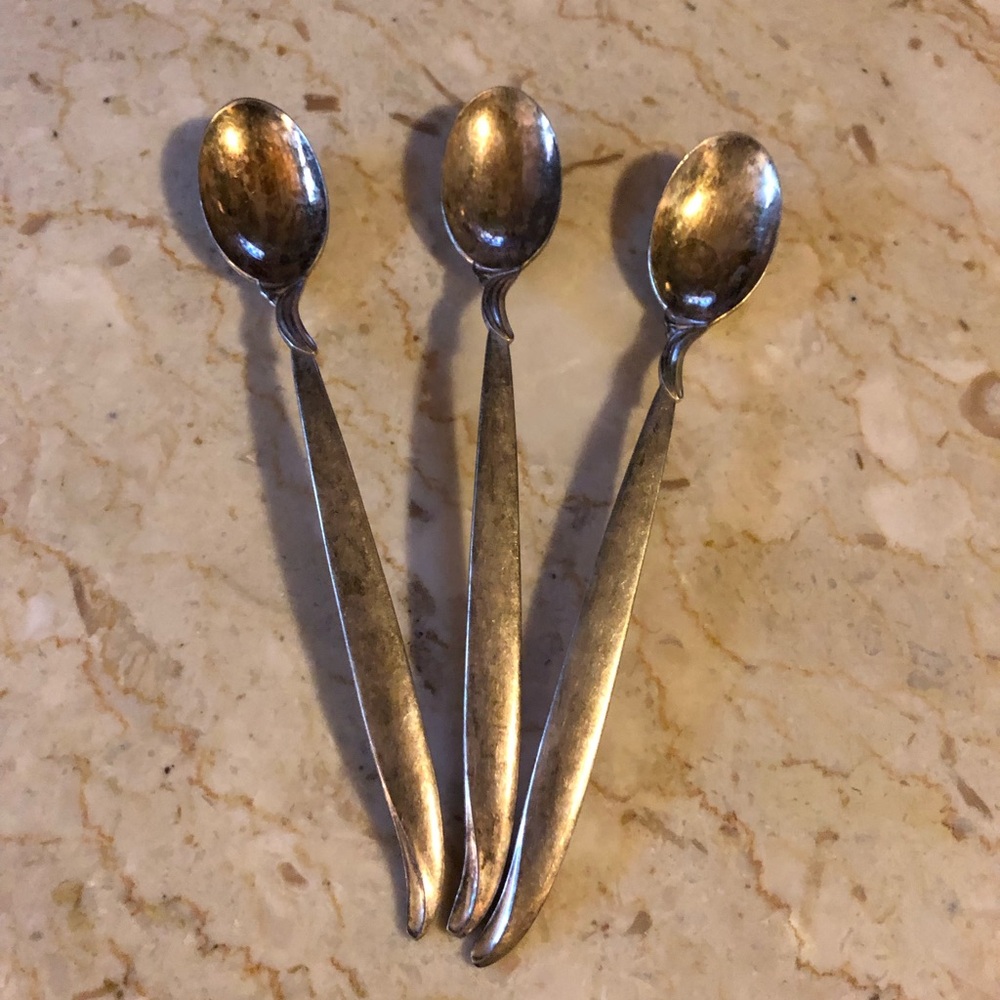 9900 Rogers 1847 Flair Set Of 3 Tea Spoons International Silver 7 5/8”